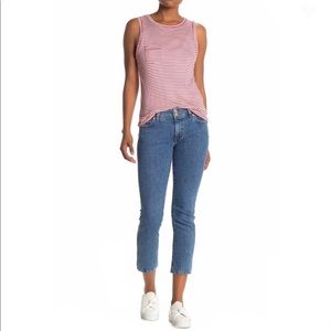 NEW NWT Hudson Ginny Faded Mid Rise Straight Leg Crop Jeans Hoxton Med Blue 26